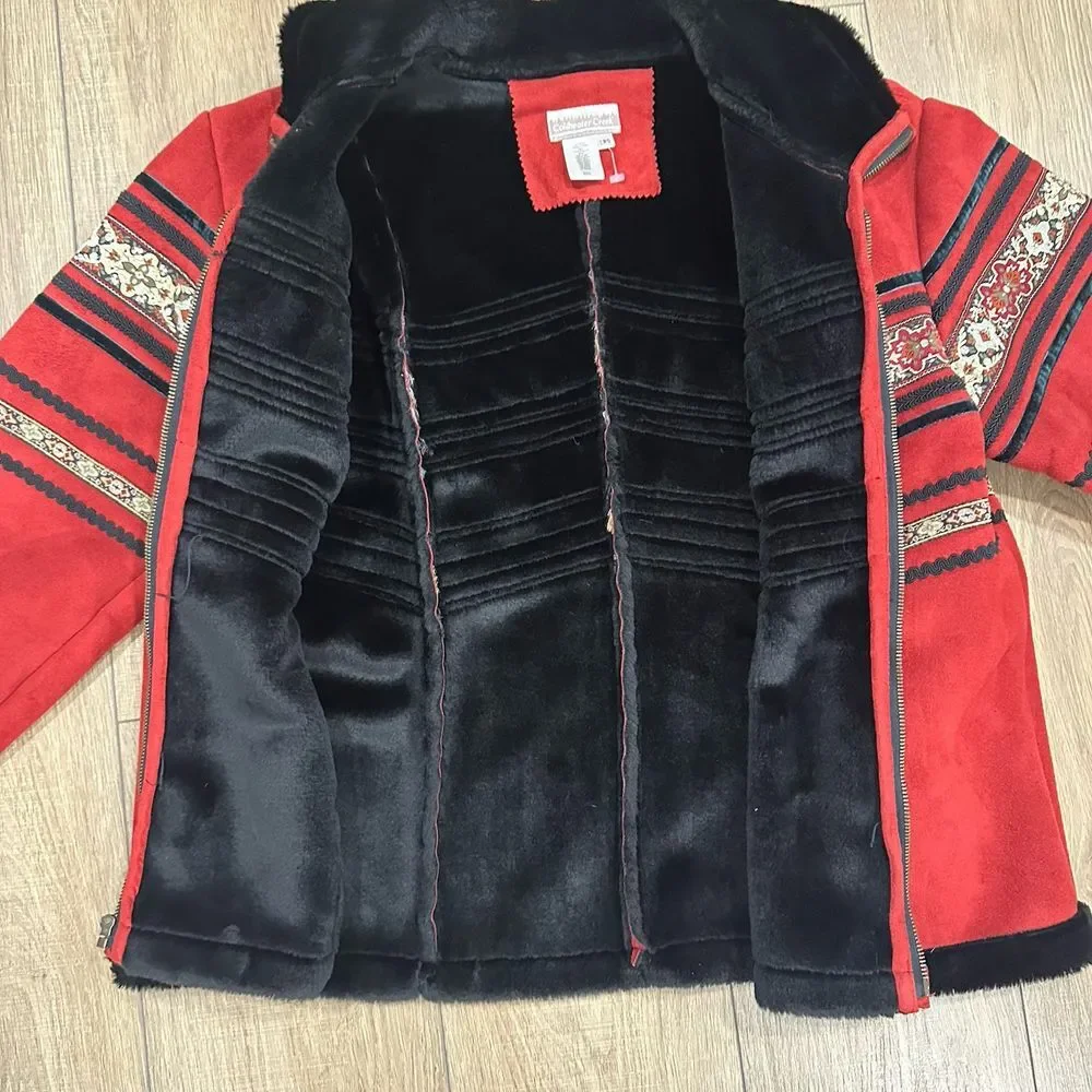 Coldwater‎ Creek Red Jacket Faux Suede - Large NEW